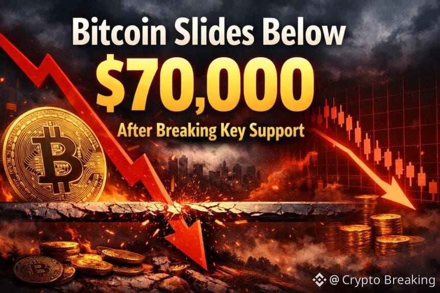 Bitcoin Breaks Key Support, Slips Below $70,000