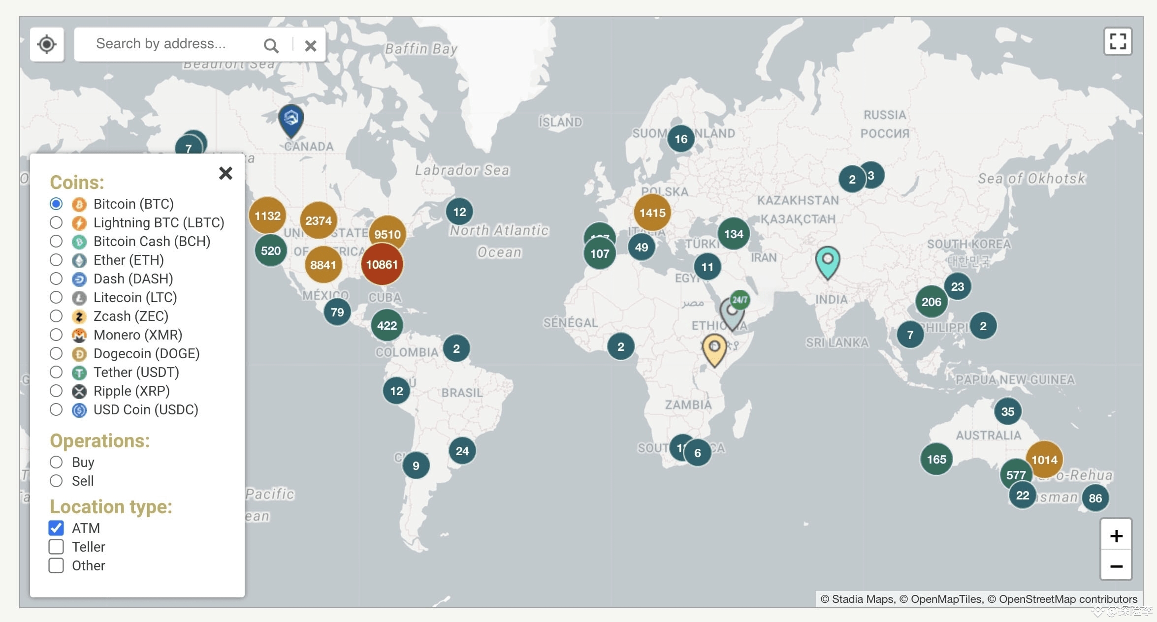 全球比特币ATM机最新数据来了！截至4月11日，比特币的全球ATM机总数超3.9万台，覆盖80多个国家，快来看看你家附|