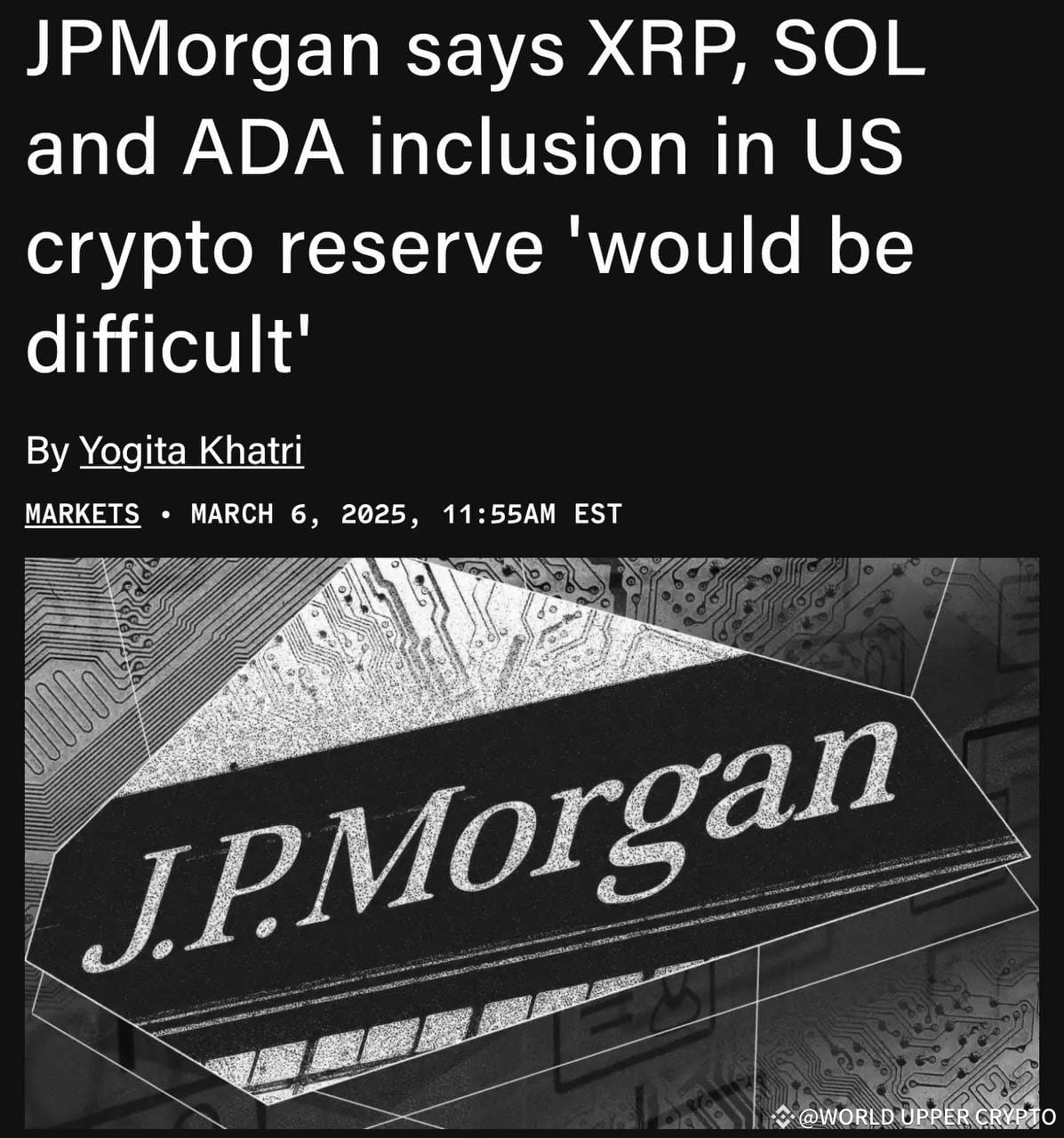 _Good Morning! ☀️ JPMorgan Weighs in on US Crypto Reserve | WORLD UPPER  CRYPTO on Binance Square