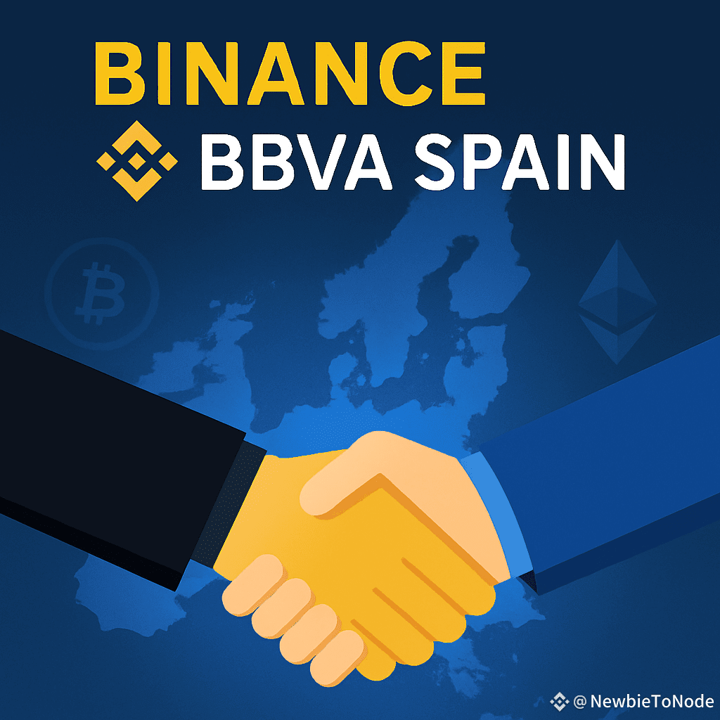 🇪🇸 @binance 与BBVA 西班牙合作🚨 突发消息：币安已与西班牙最大的银行之一BBVA 联手， |  NewbieToNode发布于币安广场