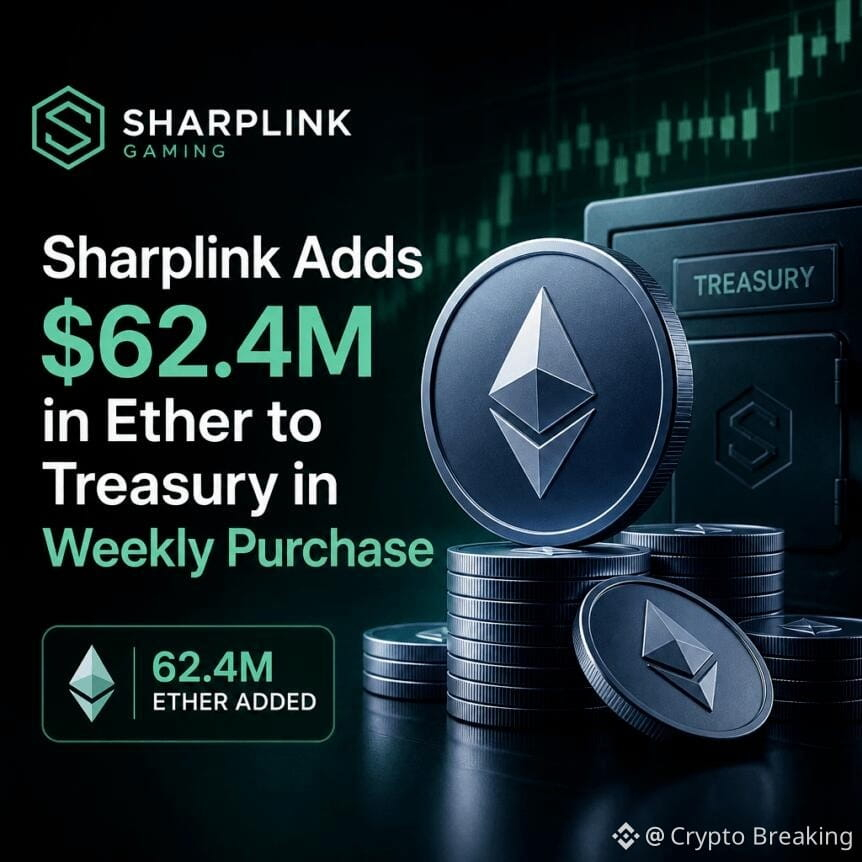 Sharplink Adds $62.4m In Ether To Treasury In Weekly Purchase