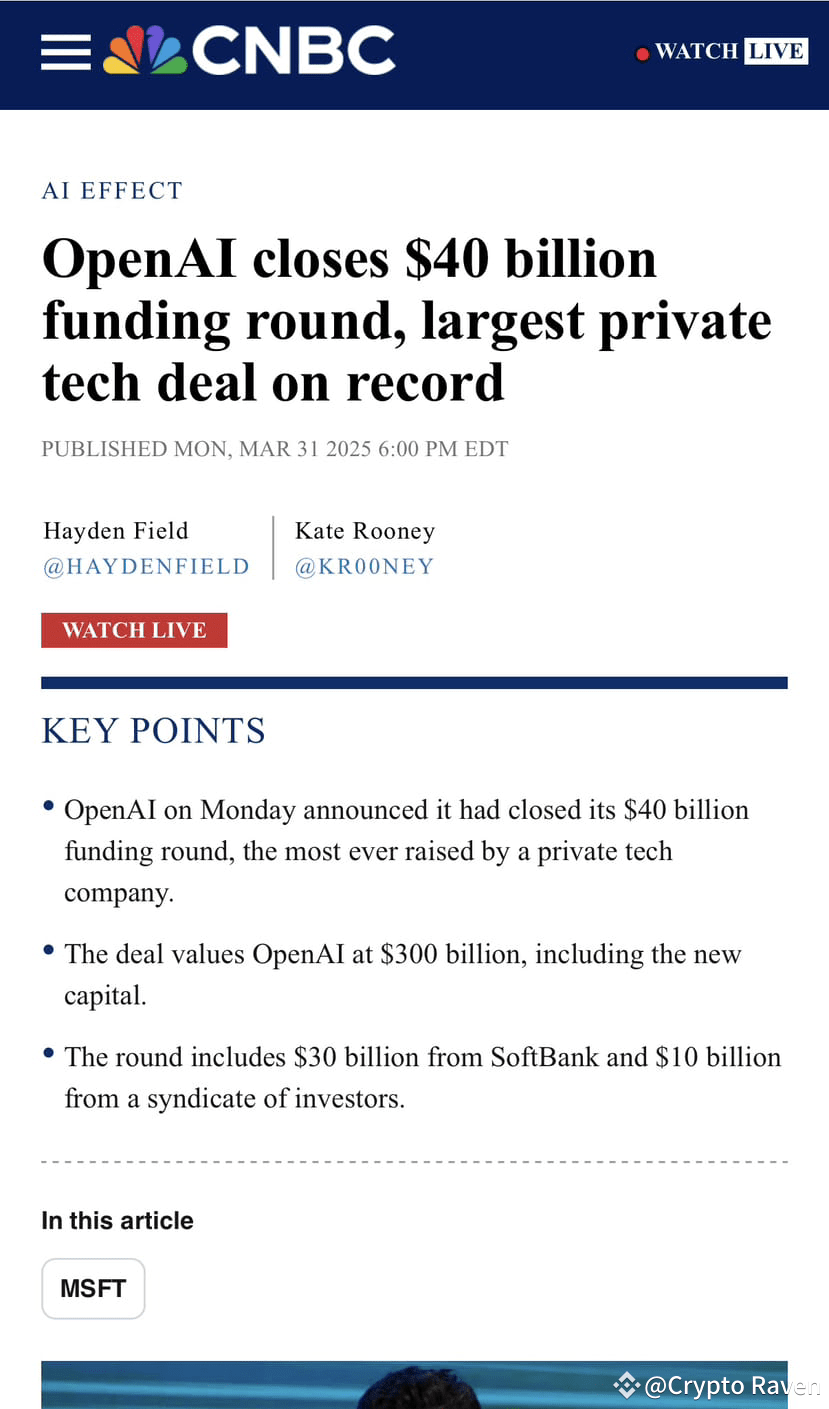 🚨 JUST IN: OpenAI closes $40 billion funding round at $300B | Crypto ...