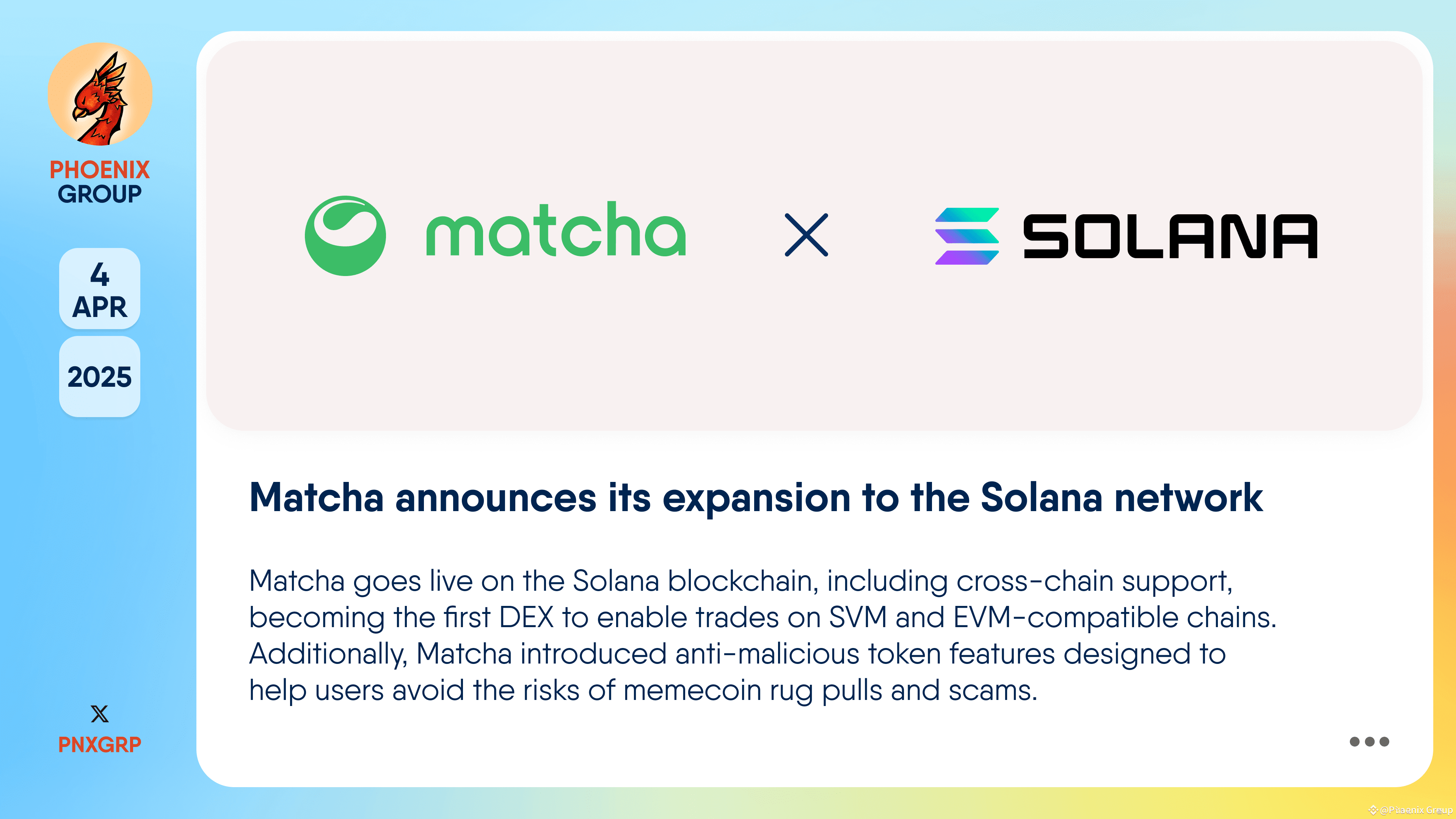 Matcha announces its expansion to the Solana network #Match | Phoenix Group  on Binance Square
