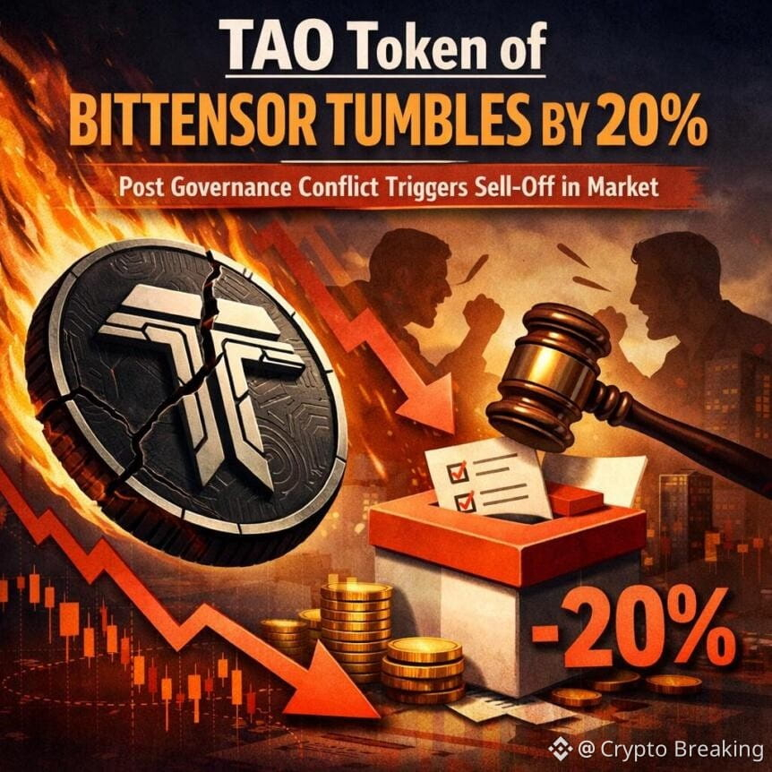 Tao Token Of Bittensor Tumbles By 20 Post Governance Conflict Triggers Sell Off