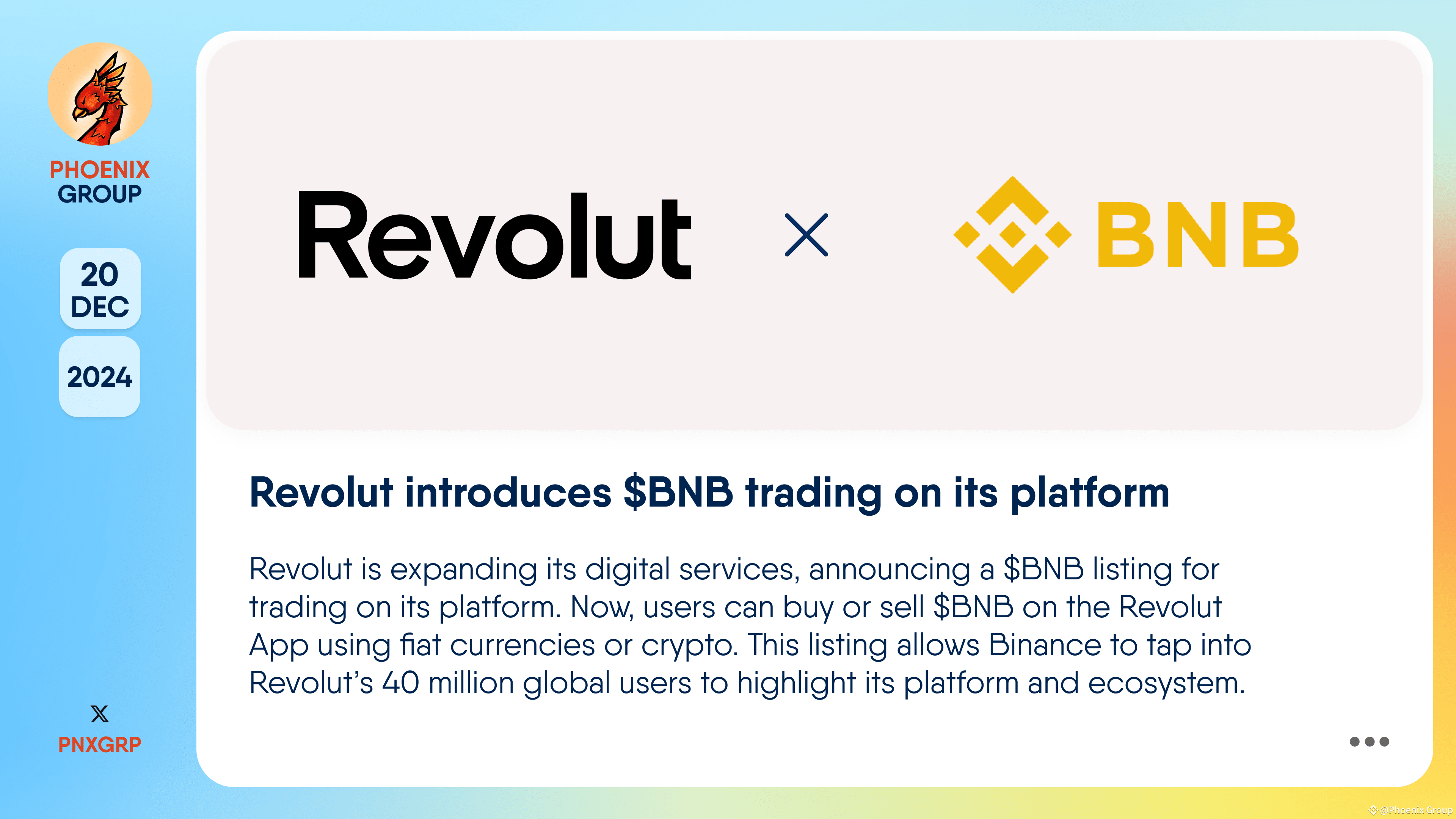 Revolut introduit le trading $BNB sur sa plateforme #Revo | Phoenix Group  sur Binance Square