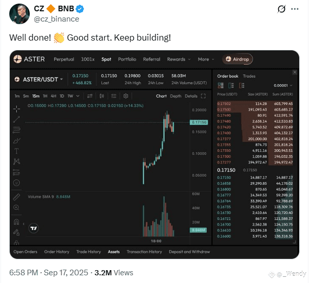 Aster Token Skyrockets 7,000% Amid CZ Endorsement and Manipulation Claims