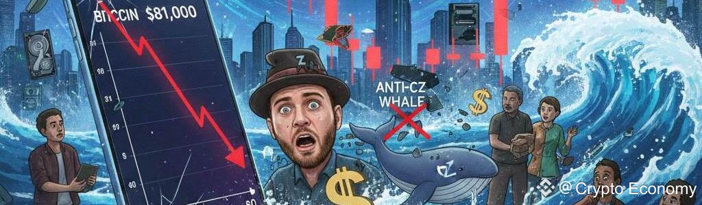 Bitcoin crashes to $81K, causing mass liquidations including Andrew Tate and the “Anti-CZ” whale.