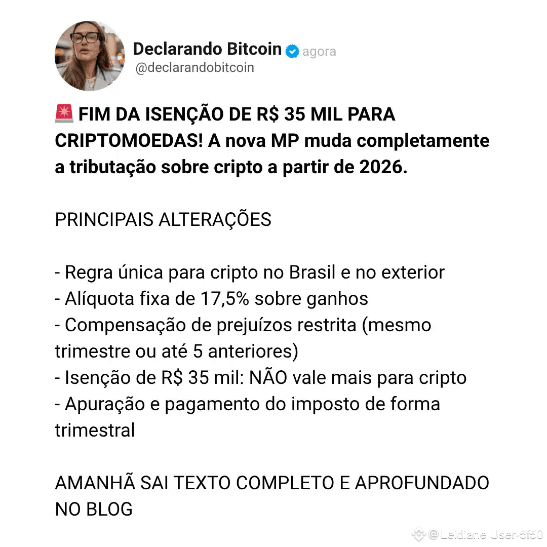 Brasil novas taxação se for Aprovada fim isenção sobre Criptos operação  somassem 35 mil em 1 mês. | Leidiane User-5f50 no Binance Square