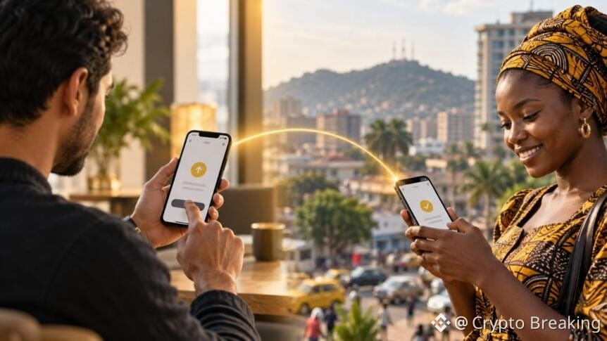 AI-generated editorial illustration: African mobile-wallet remittances