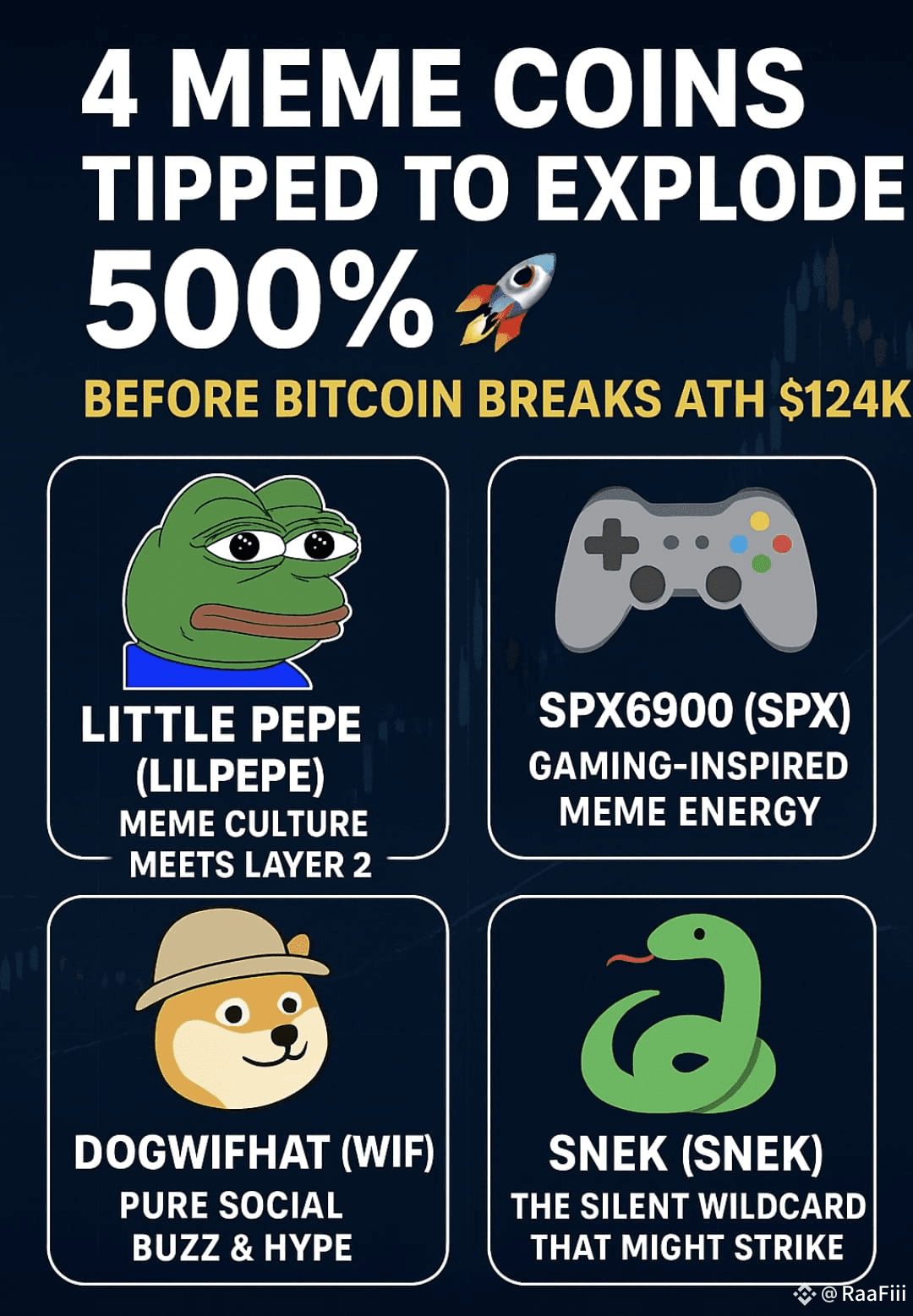 🚀 4 MEME COINS TIPPED TO EXPLODE 500% BEFORE BITCOIN BREAKS | RaaFiii on  Binance Square
