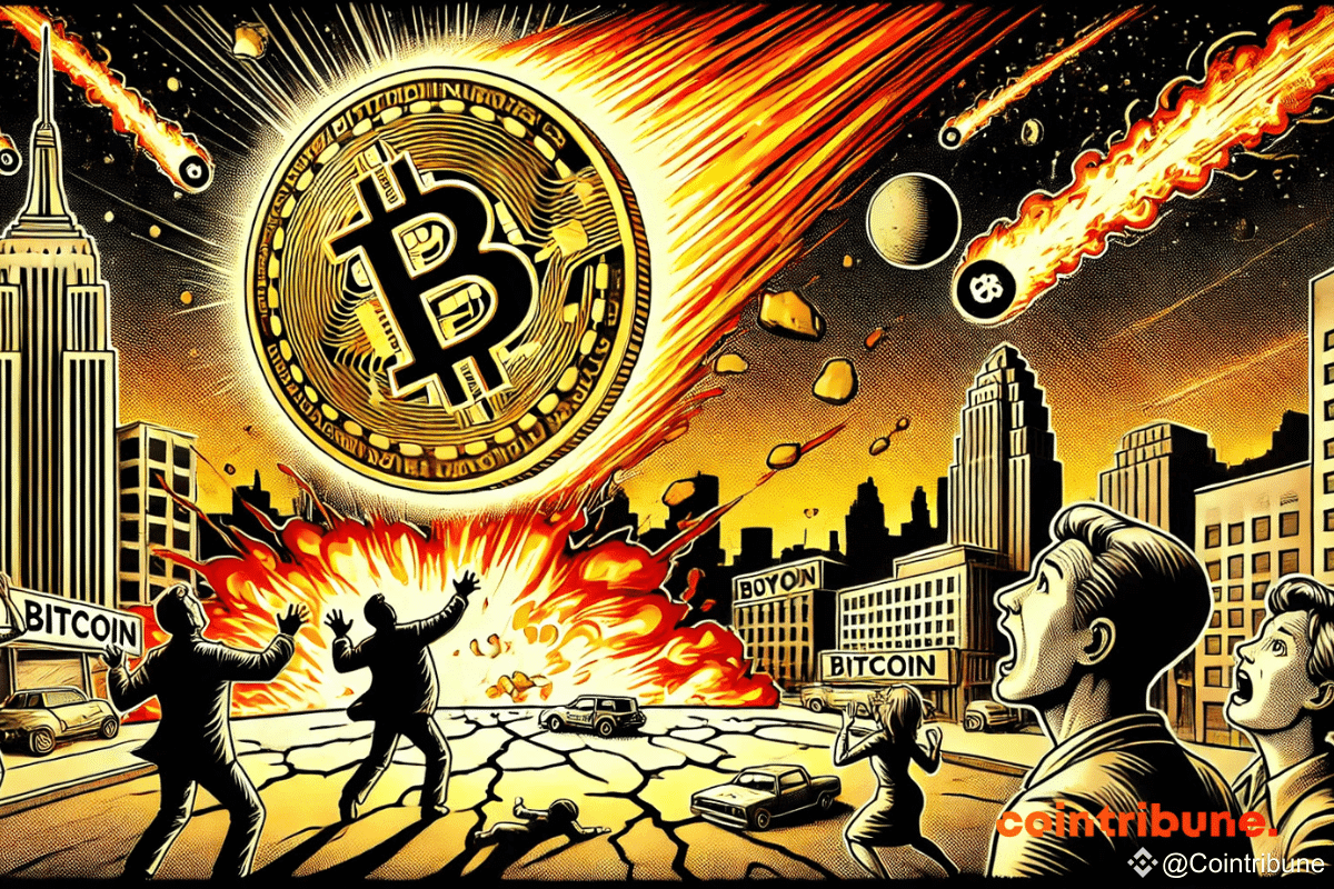 Bitcoin tombant du ciel comme une météorite, laissant les traders en panique