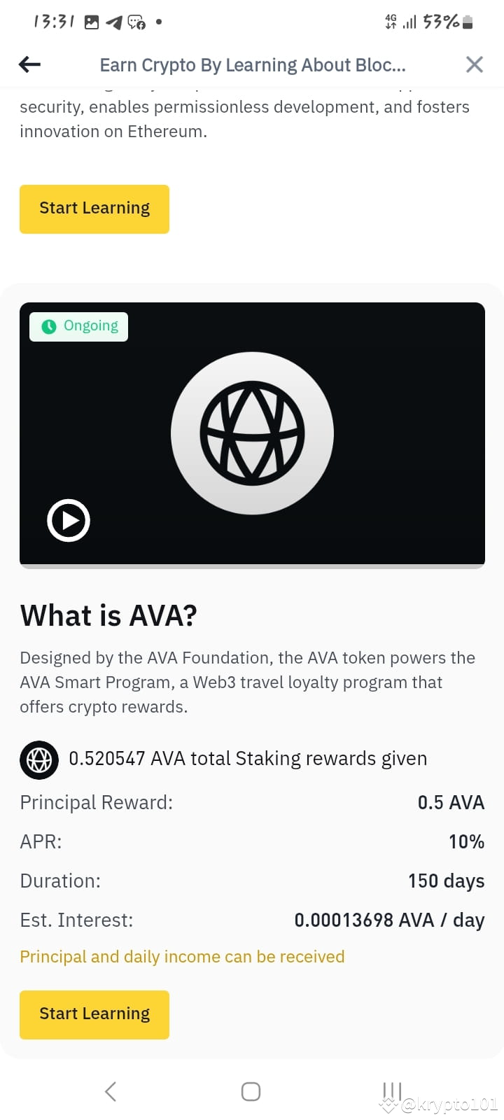 learnAndEarn AVA I Earned This Krypto101 On Binance Square learnAndEarn AVA I Earned This Krypto101 On Binance Square