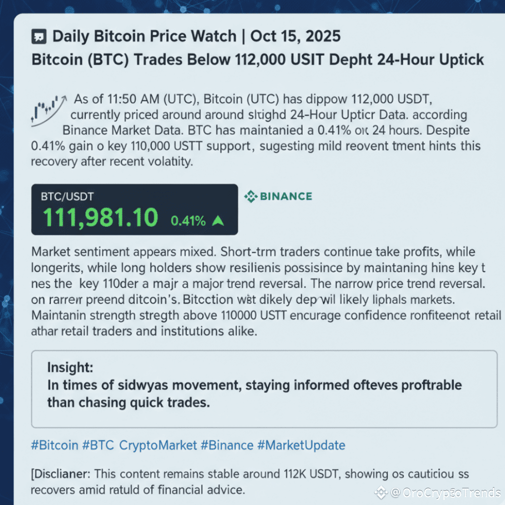 #📰 Daily Bitcoin Price Watch | Oct 15, 2025 Bitcoin (BTC ...