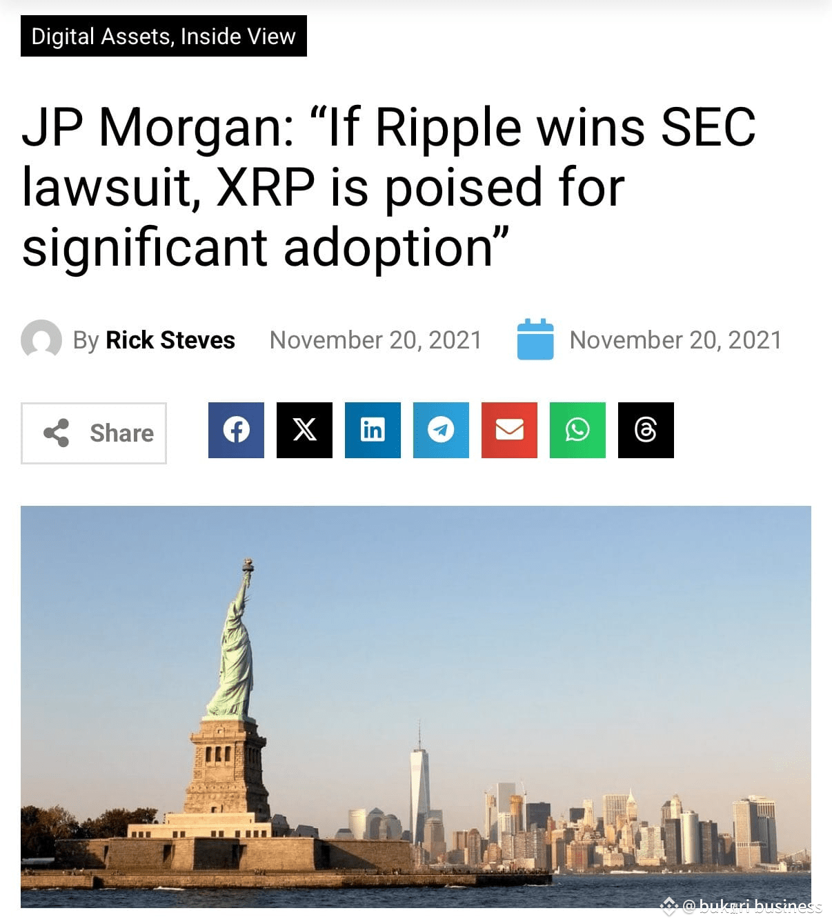 🚨 J.P. MORGAN BACK IN 2021: “IF RIPPLE WINS SEC LAWSUIT, # | bukari  business on Binance Square