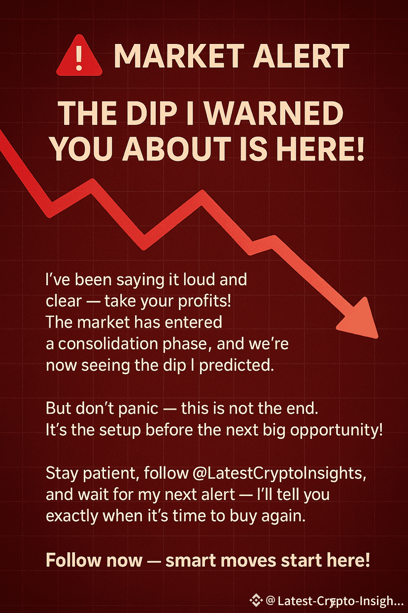 🚨 MARKET ALERT — The Dip I Warned You About Is Here! ⚡📉 I | Latest-Crypto-Insights  on Binance Square