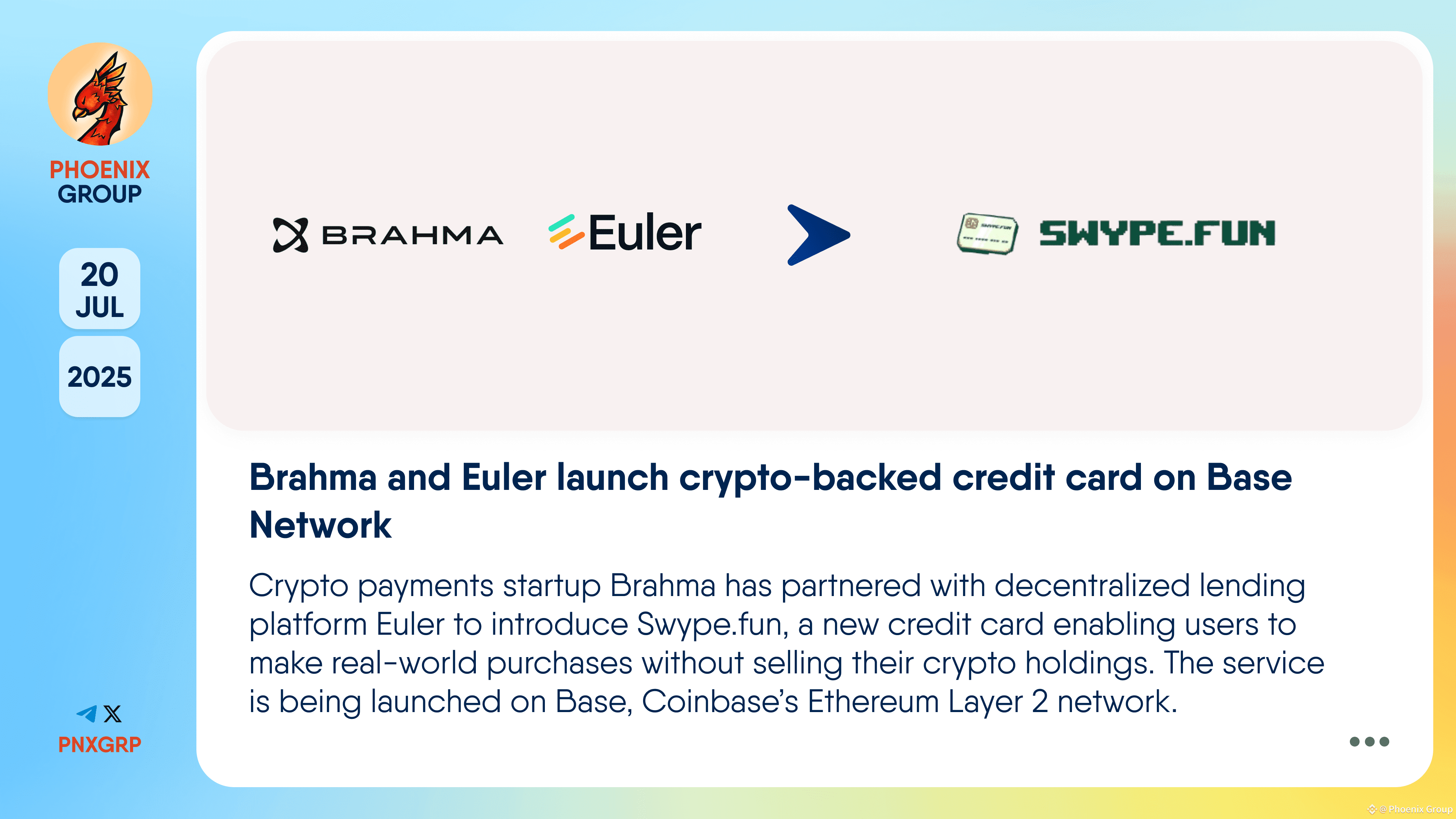 Brahma and Euler launch crypto-backed credit card on Base | Phoenix Group  on Binance Square