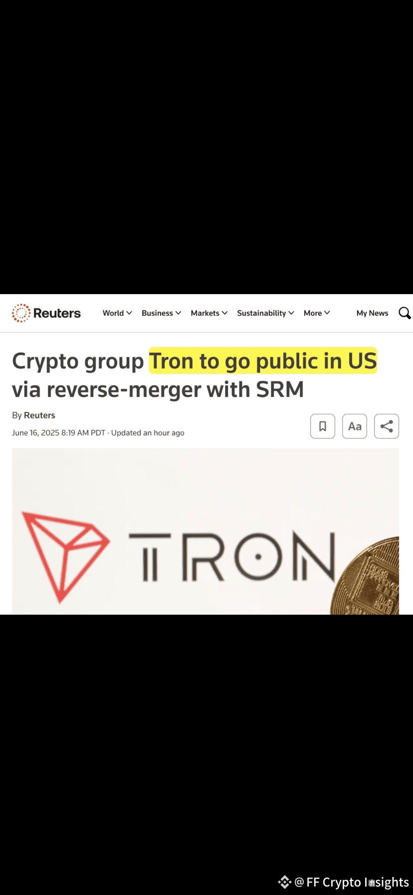 🚨Tron is going public in the U.S. 🛡️🇺🇸 by merging with | FF Crypto  Insights on Binance Square