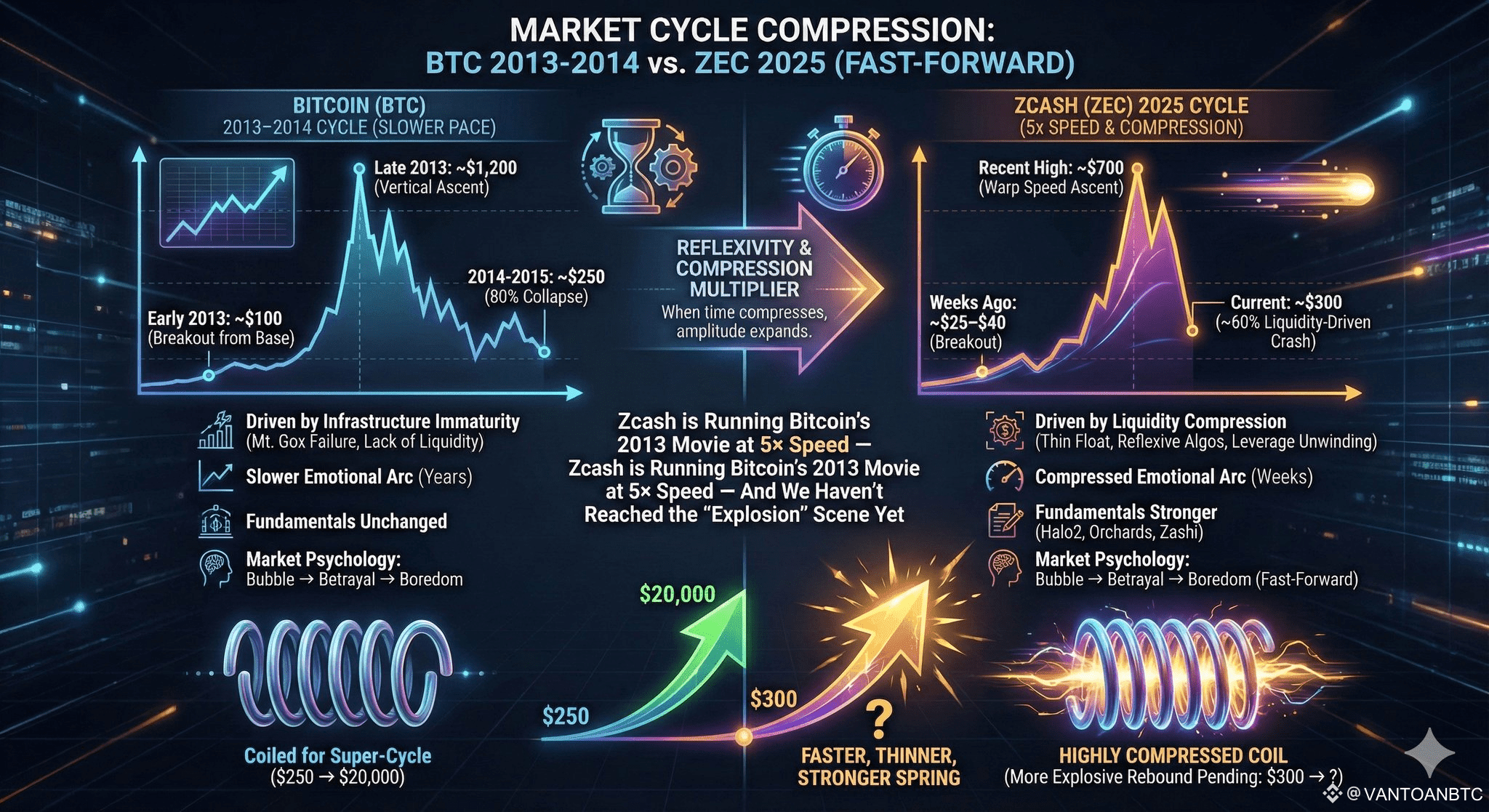 ⭐ $ZEC Zcash's drop from ~$700 to ~$300 is a near-perfect | DAVID