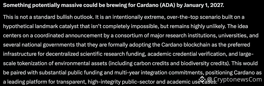 If a landmark catalyst lands for Cardano (ADA), ChatGPT AI predicts that the Charles Hoskinson led project could make a huge move by 2027
