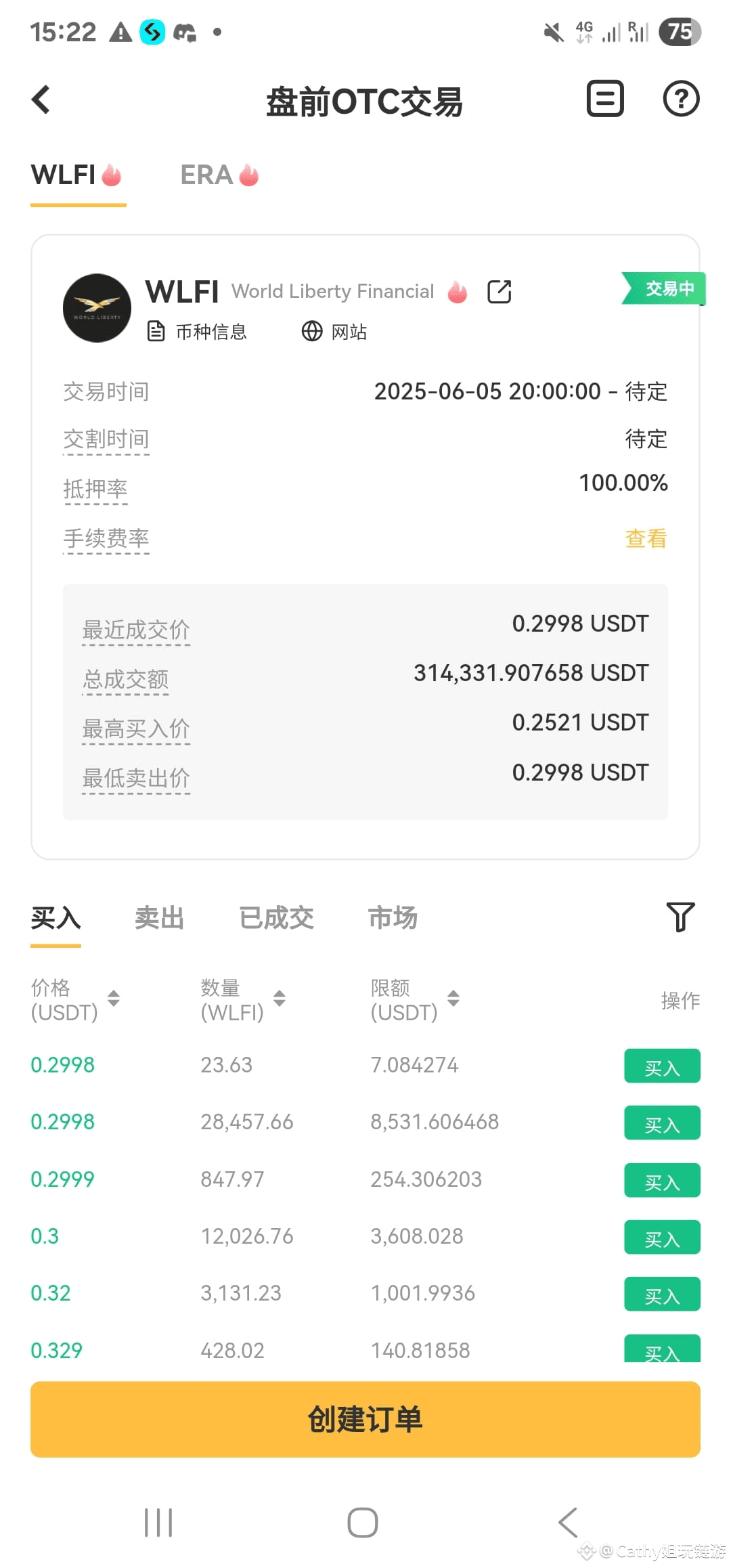 The pre-market trading price of WLFI on the XT Exchange has | Cathy姐玩链游 on  Binance Square