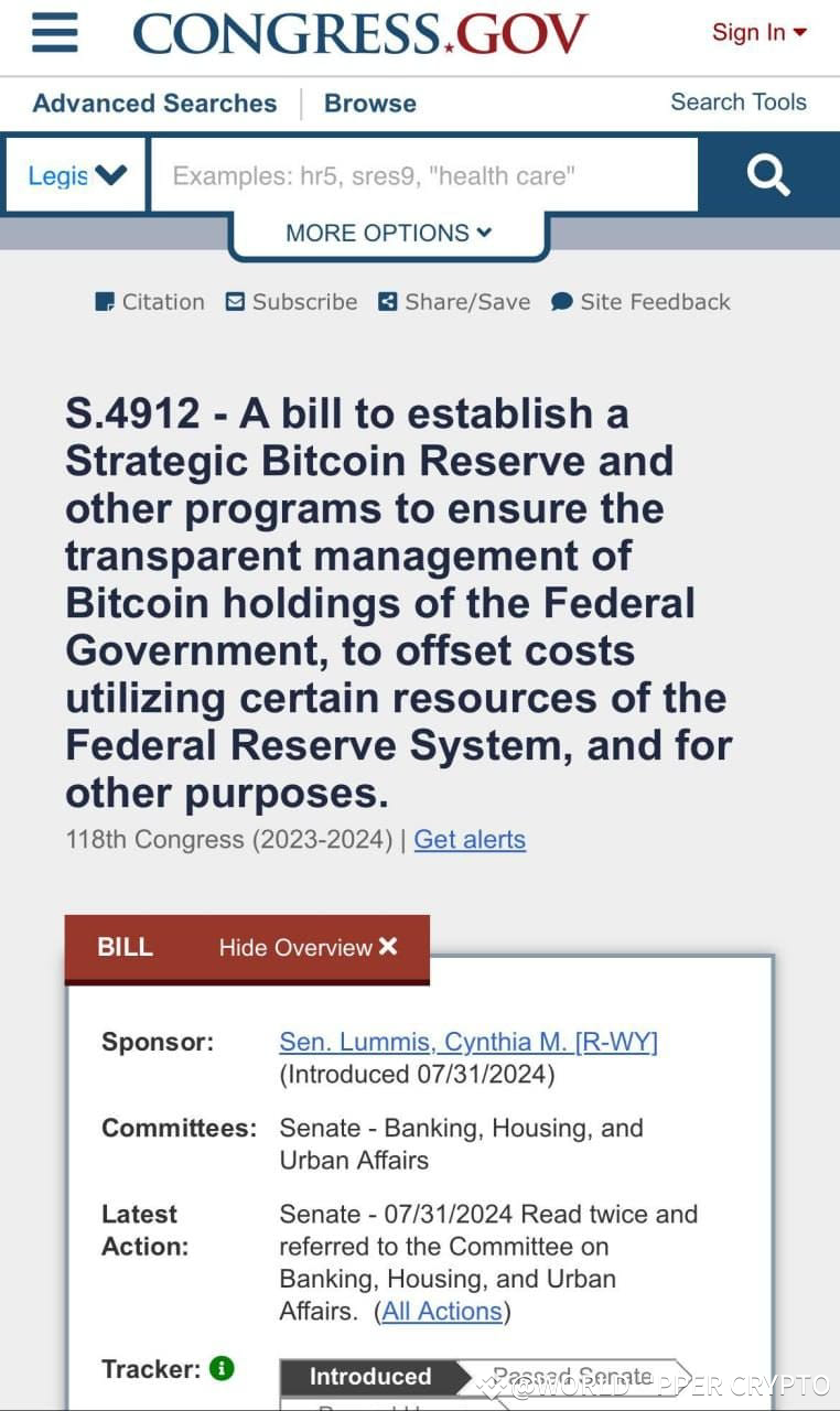 ⭐️✅️▶️Bill S.4912: Strategic Bitcoin Reserve*$BTC $YGG | WORLD UPPER CRYPTO  on Binance Square