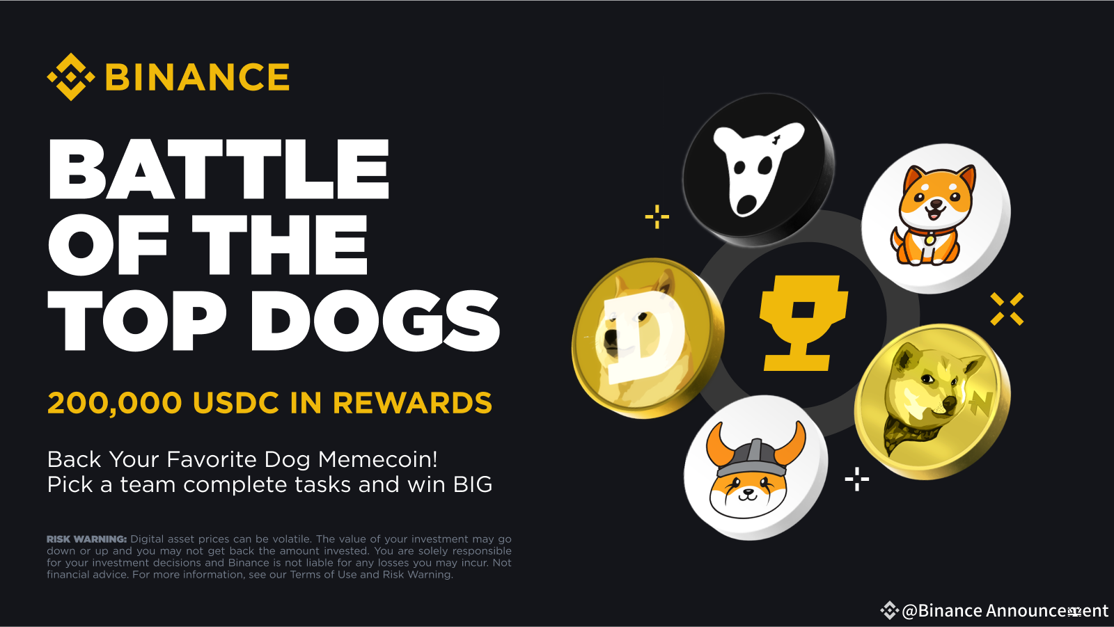 Dog Race: Join an incredible meme coin battle to share 200,000 USDC in  rewards! | Binance Announcement on Binance Square
