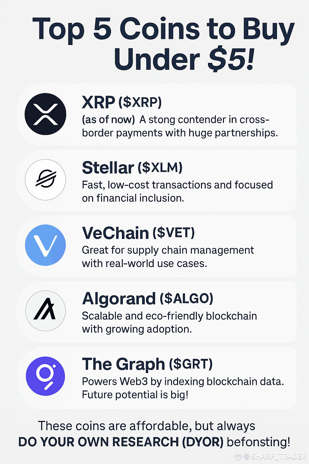 Top 5 Cryptos Under $5 to Watch Now! 🤑🚀 Want to get into | SHARP_TRADER  on Binance Square