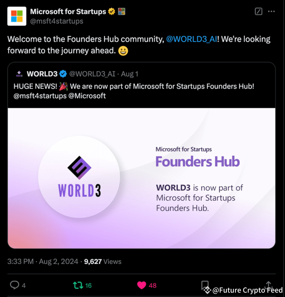 World3 Partners with Microsoft to Revolutionize AI in Web3! | Future Crypto  Feed on Binance Square