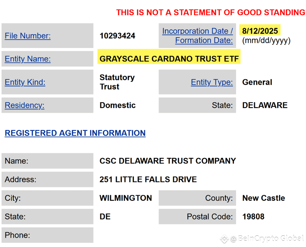Grayscale’s Cardano Trust ETF Filing