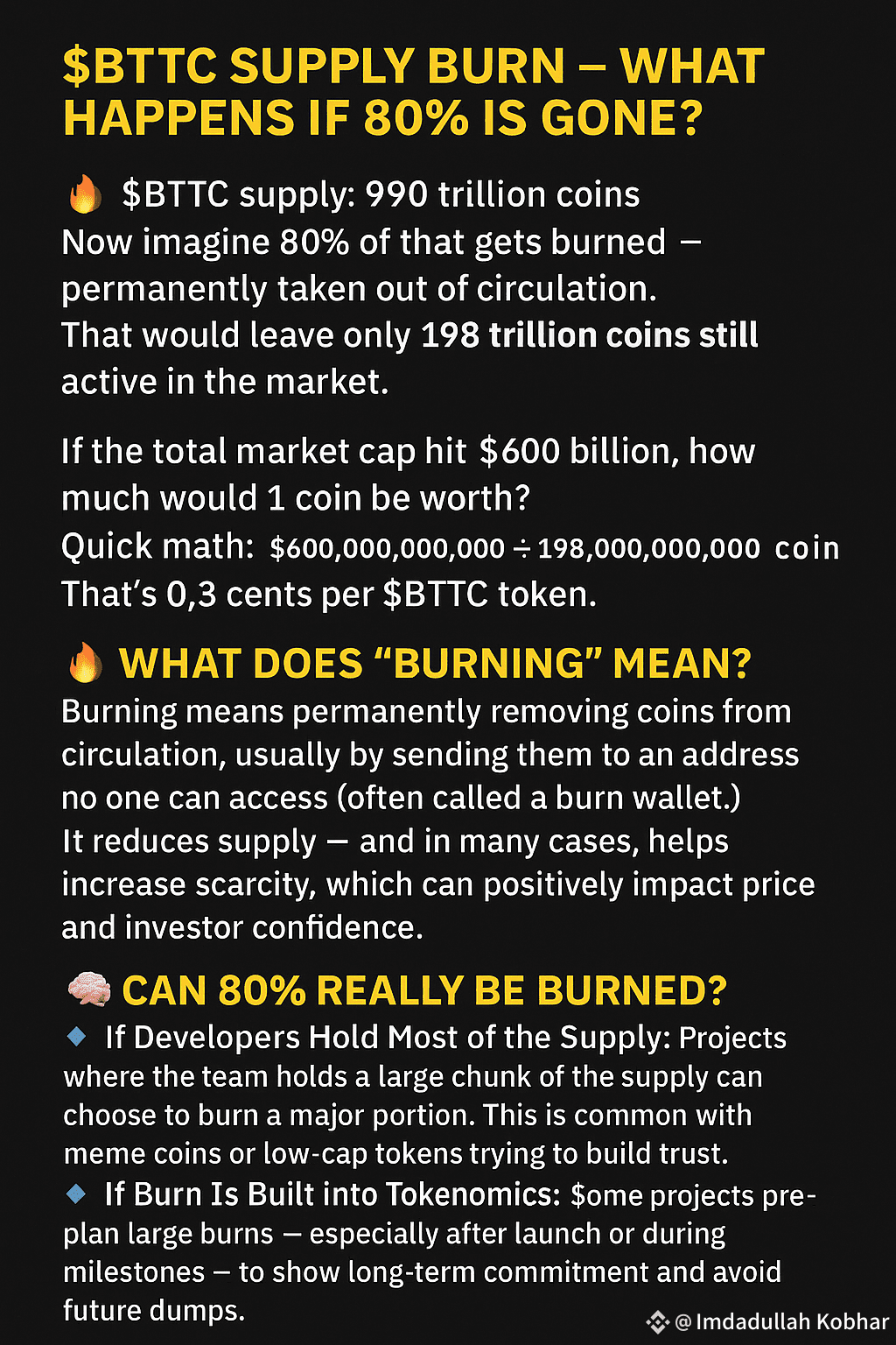 🔥 $BTTC Supply Burn – What Happens If 80% Is Gone? | Imdadullah Kobhar on  Binance Square