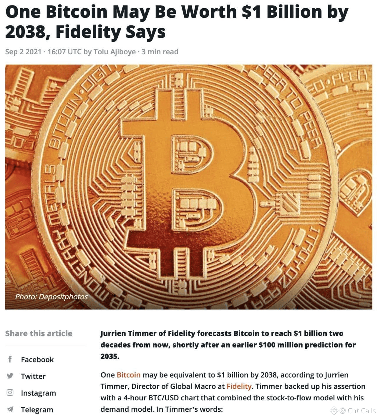 Fidelity predicts that one #Bitcoin will be worth $1 billion | CHT Trading  Calls on Binance Square