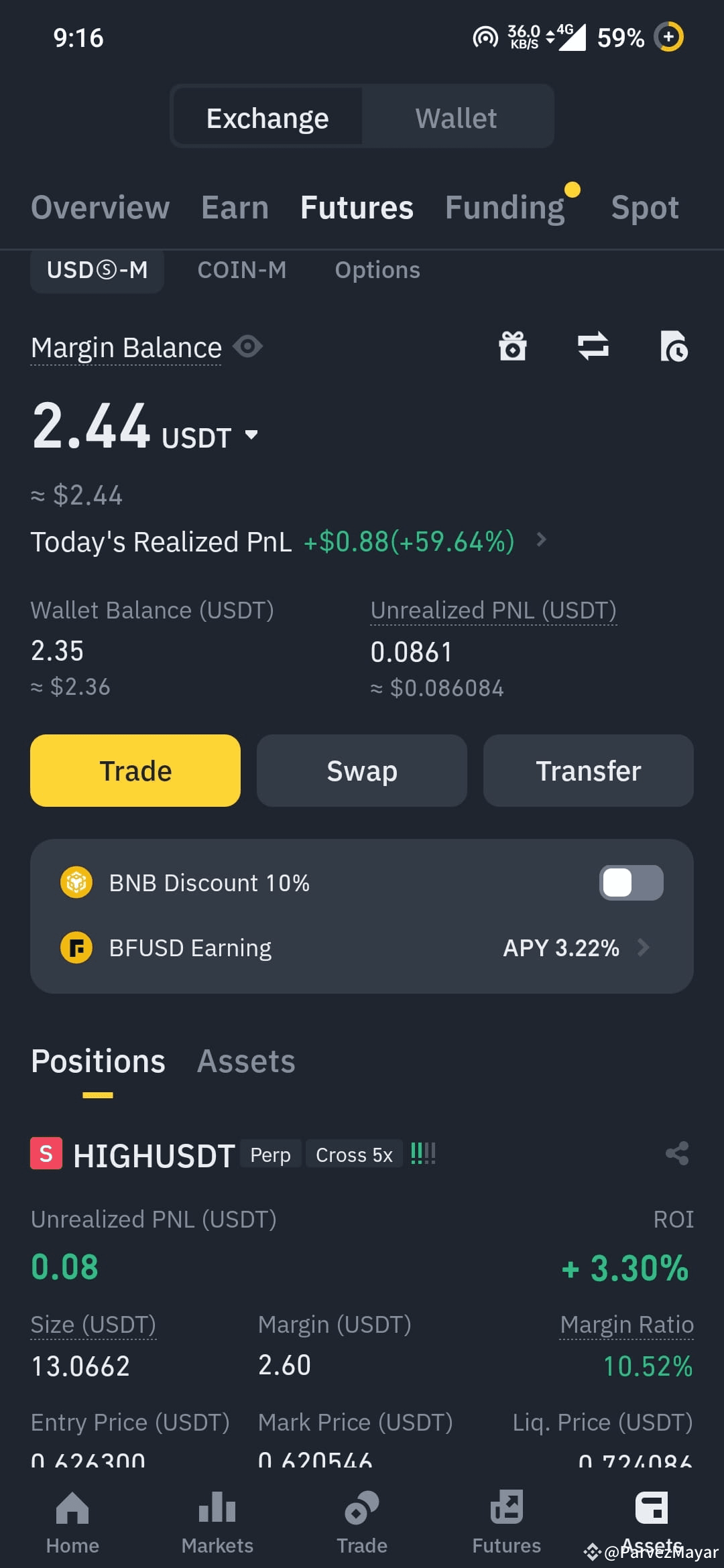 Started futures with $1 and today's target is 1.5$ profit ...