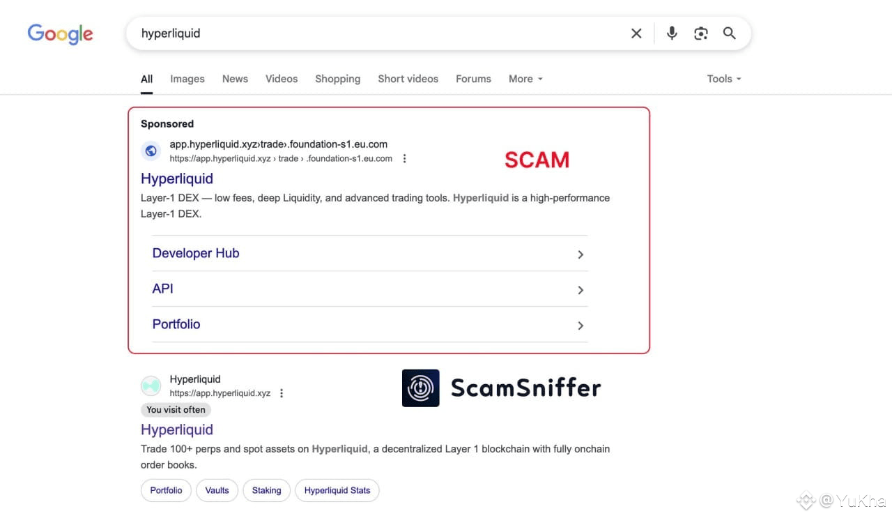 📢 Fake Hyperliquid site promoted on Google Experts from | YuKha on Binance  Square