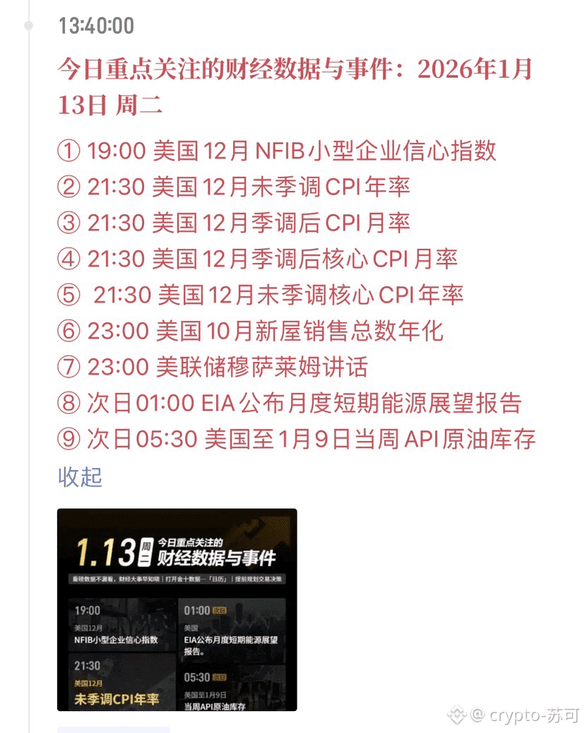 📊 1.13 美国CPI决战夜：黄金的多空“生死牌”即将揭晓！ 今晚21:30，美国12月CPI数据重磅来袭——前值2 | crypto-苏可no  Binance Square