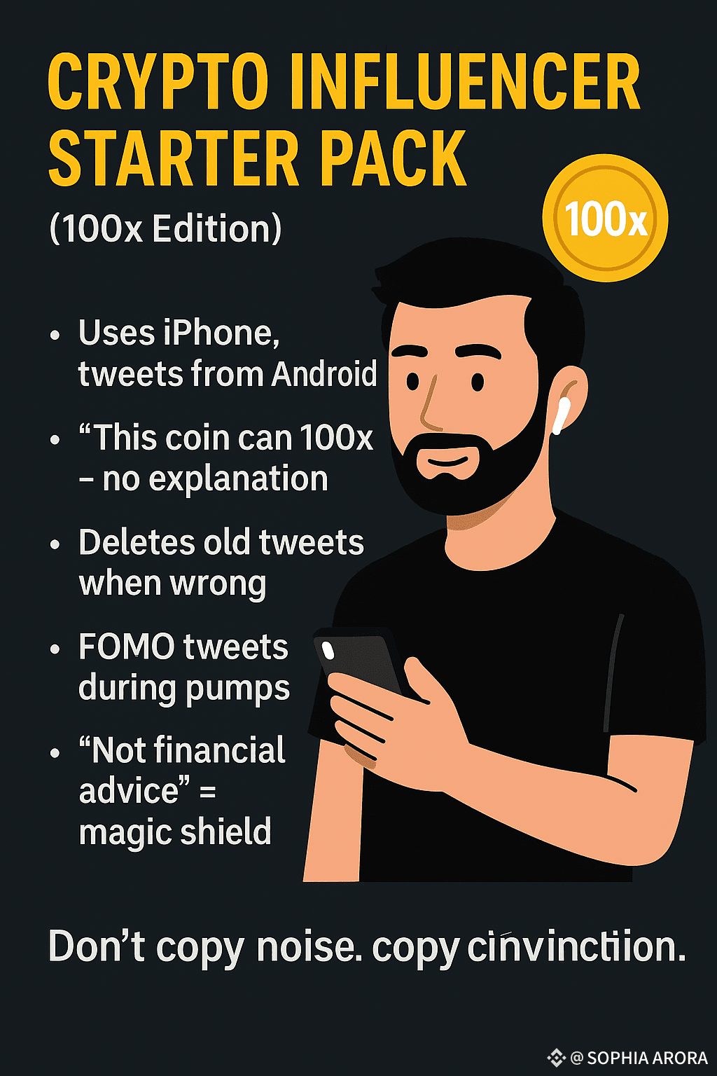 Crypto Influencer Starter Pack (100x Edition) They all look | SOPHIA ARORA  on Binance Square