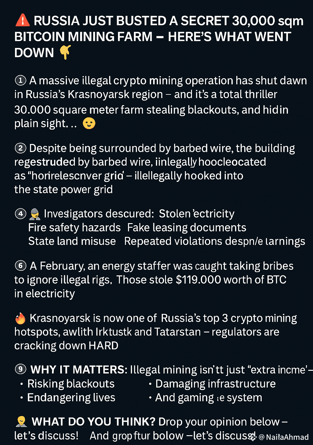 🚨 BIG NEWS: Secret Bitcoin Mining Farm Caught in Russia! | NailaAhmad on  Binance Square