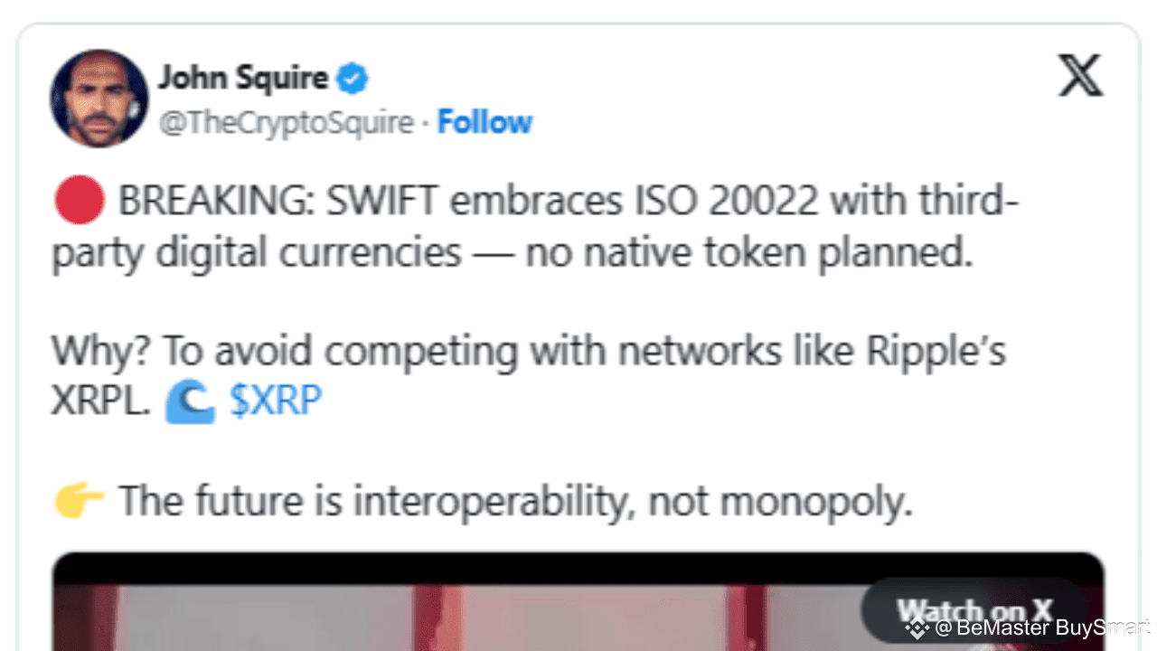 SWIFT Avoids Competing with XRP? SWIFT Embraces ISO 20022 With No Plan to  Launch Native Token | BeMaster BuySmart on Binance Square