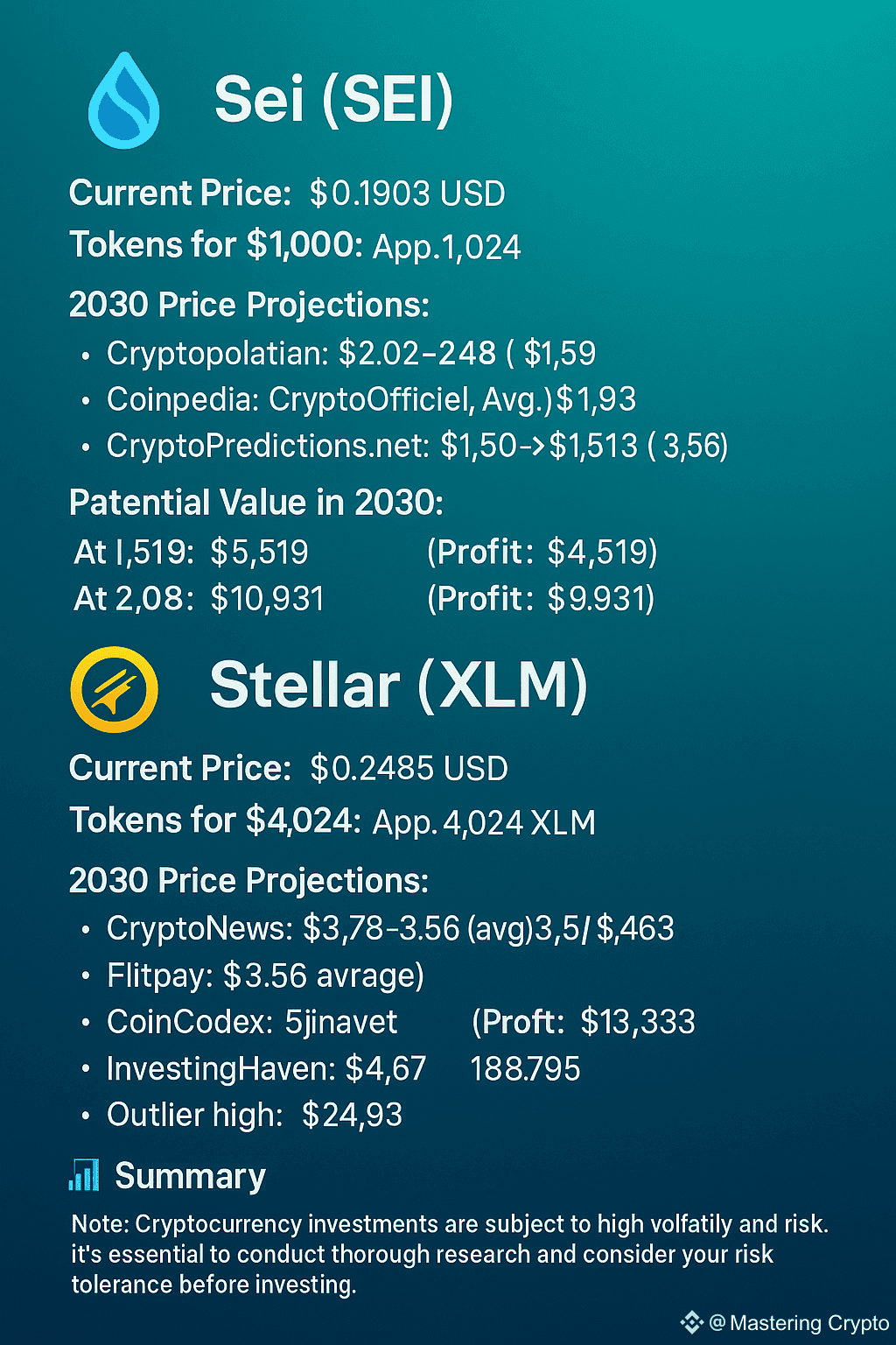 How Will Your $1000 Investment in $SEI or $XLM Will | Mastering Crypto on  Binance Square