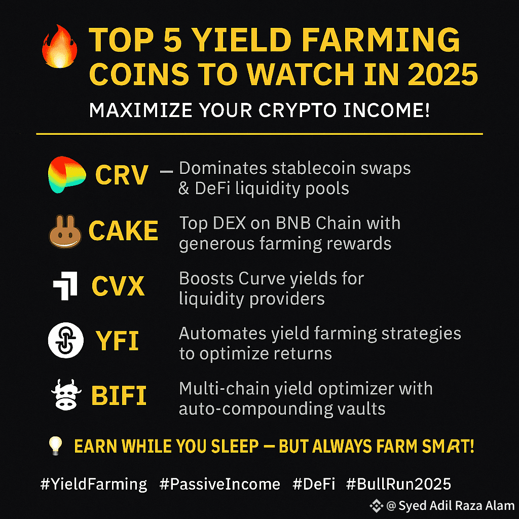 🔥 Top 5 Yield Farming Coins to Watch in 2025 | Maximize | Syed Amaan Alam  on Binance Square