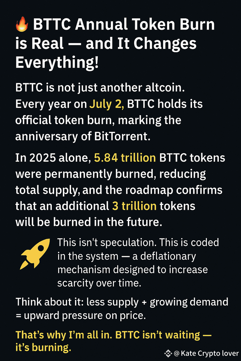 🔥 $BTTC Annual Token Burn is Real — and It Changes | Kate Crypto lover on  Binance Square