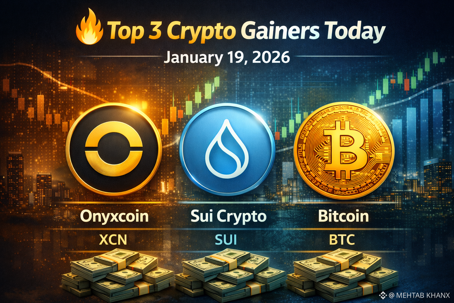 🔥 Top 3 Crypto Gainers Today — January 19, 2026. ( GOOD MOR | MEHTAB KHANX  on Binance Square