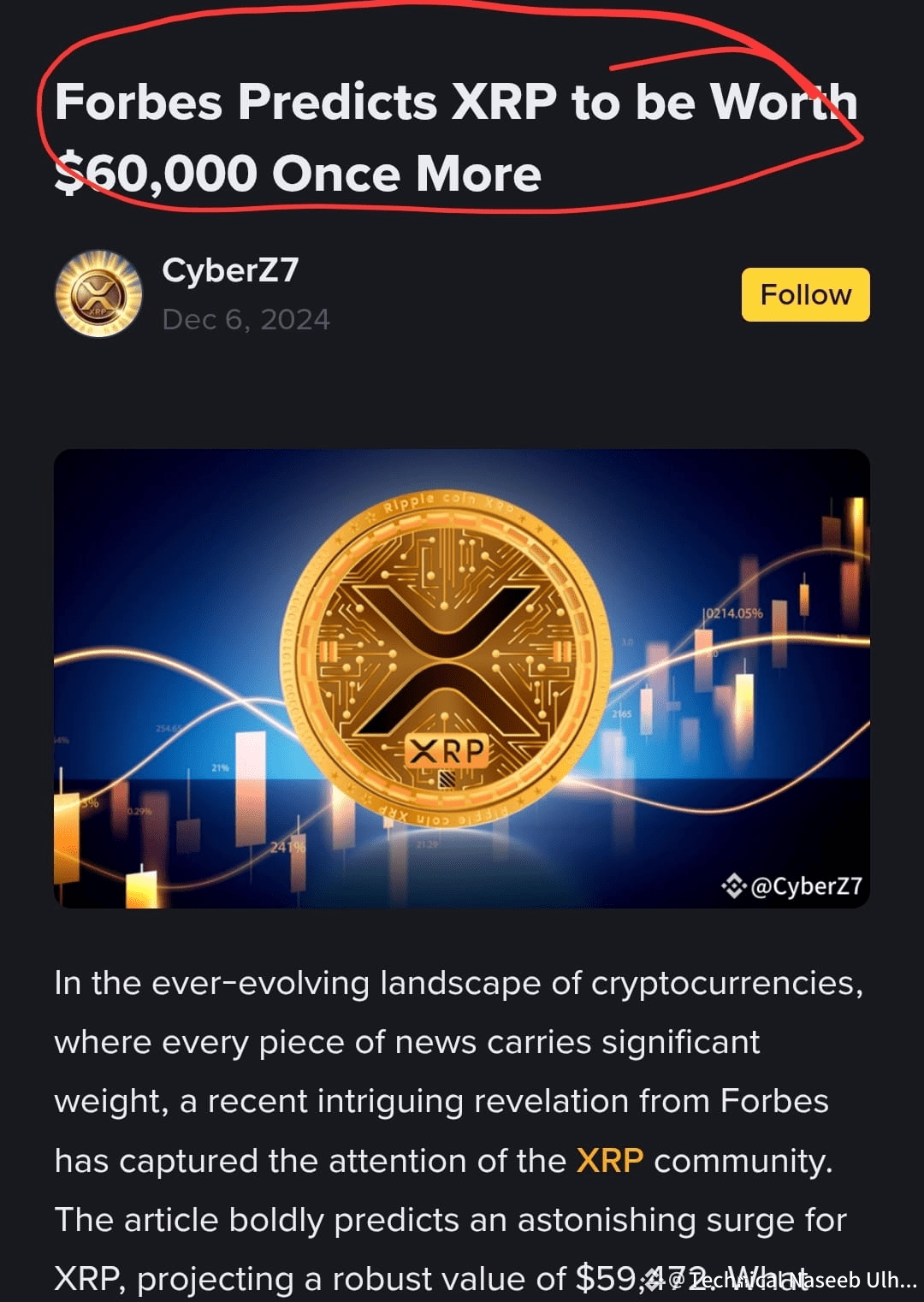 If the price of $XRP reaches $60,000, we would need to | Technical Naseeb  Ulhaq on Binance Square