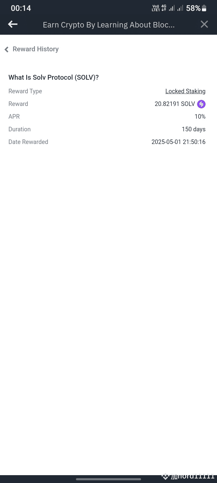 🎉 Just received my crypto reward from a Learn & Earn | mr NORD on ...