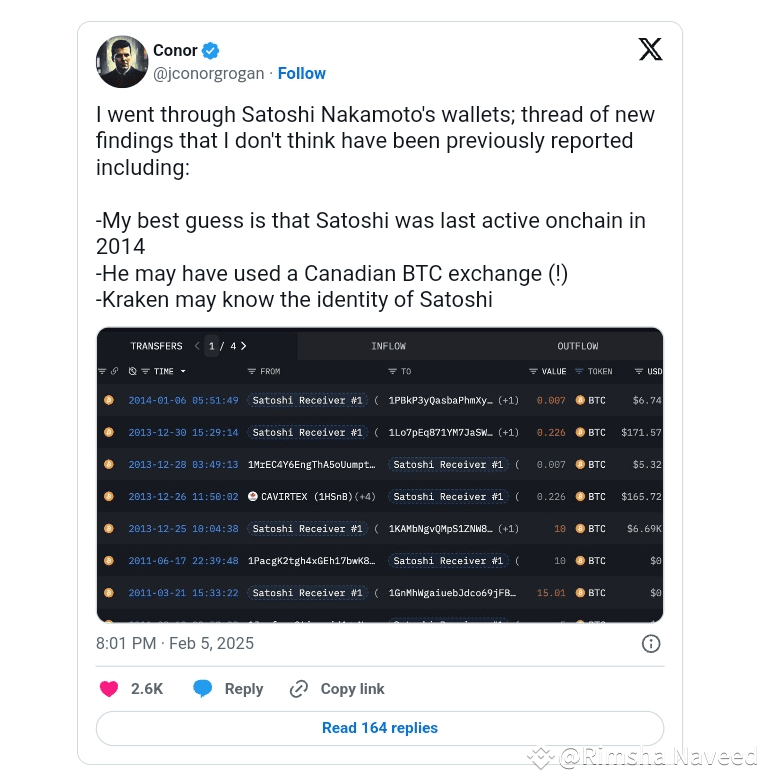 Transferências de carteira Bitcoin de Satoshi Nakamoto reveladas
