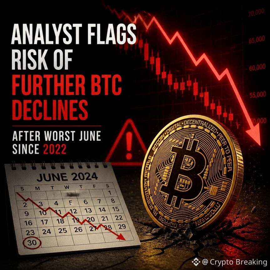 Analyst Flags Risk Of Further Btc Declines After Worst June Since 2022