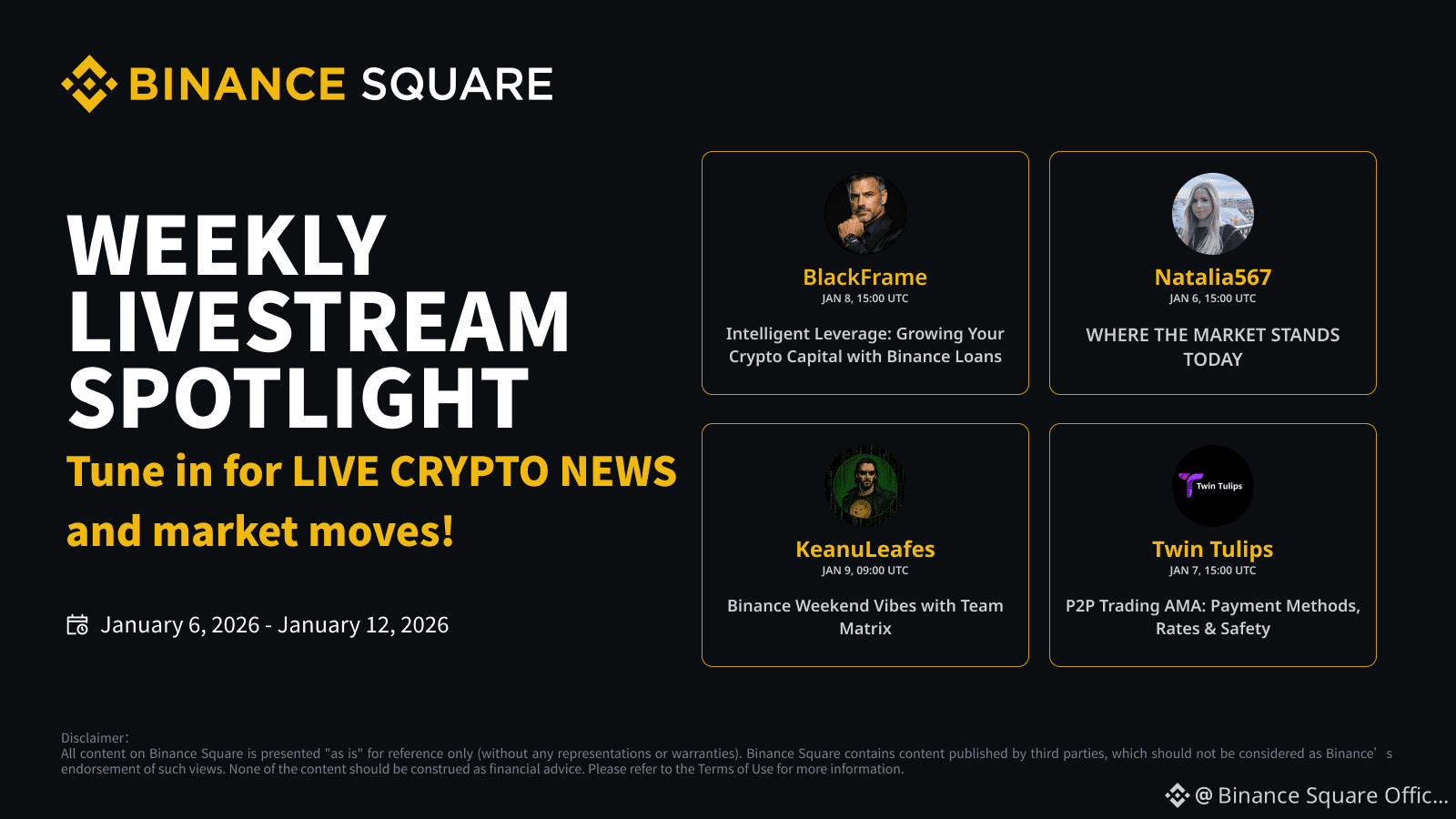 Binance Square Trading Live Stream Preview】 📅 January 6 | Binance Square  Official on Binance Square