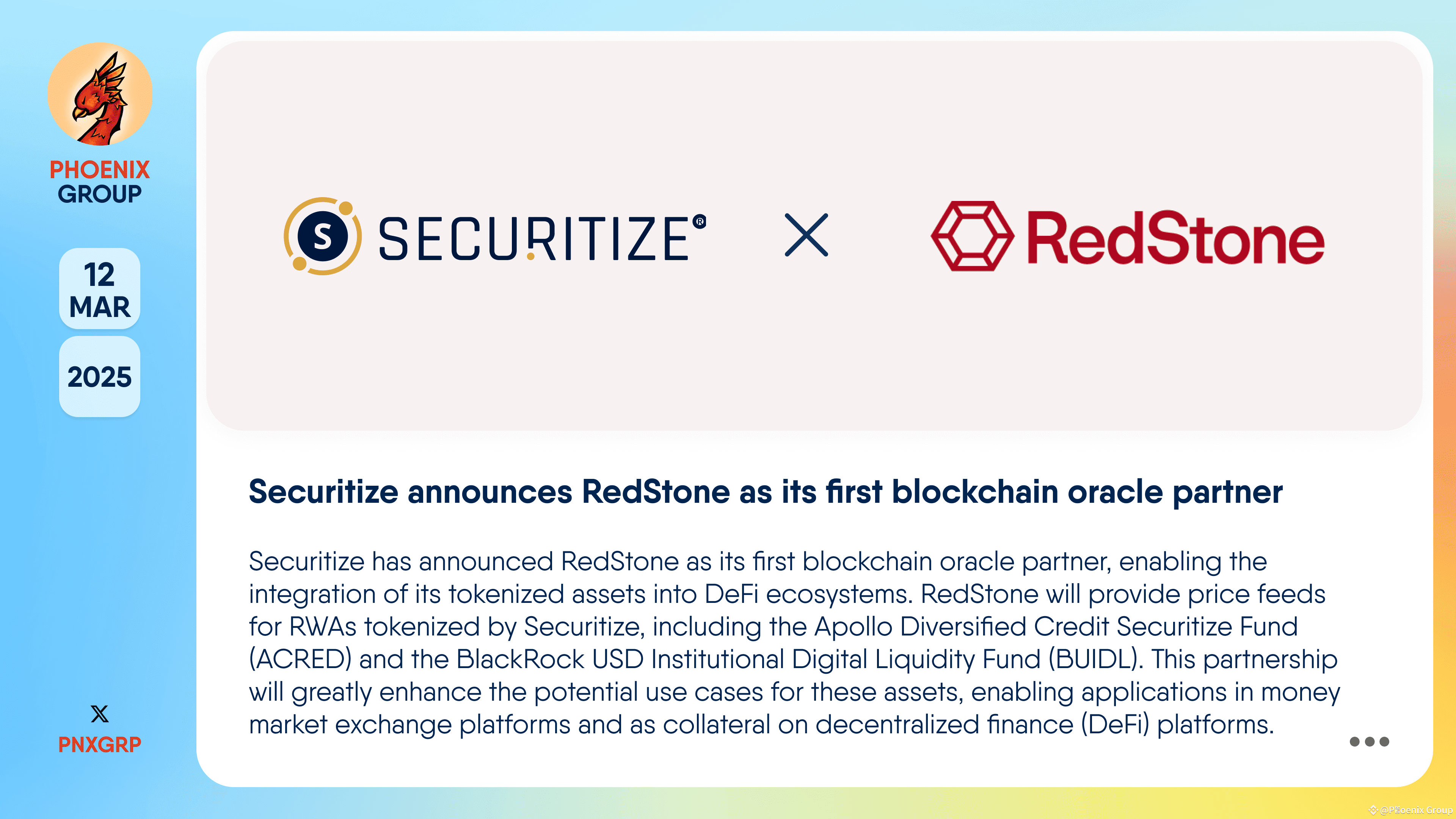 Securitize announces RedStone as its first blockchain oracle | Phoenix  Group on Binance Square