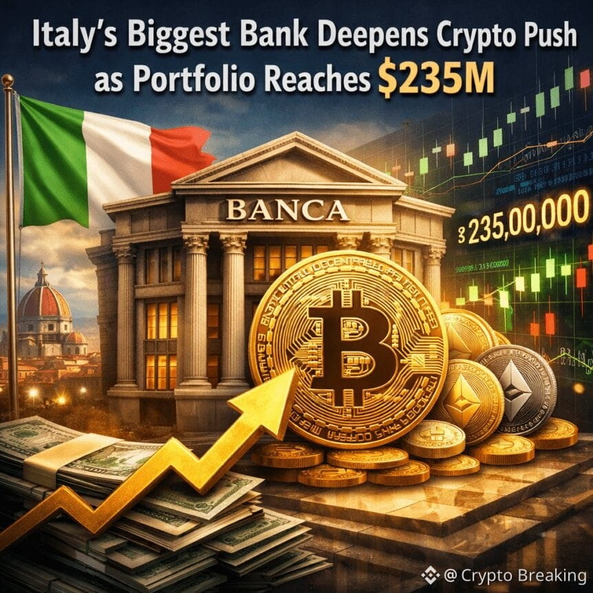 Italy's Biggest Bank Deepens Crypto Push As Portfolio Reaches $235m