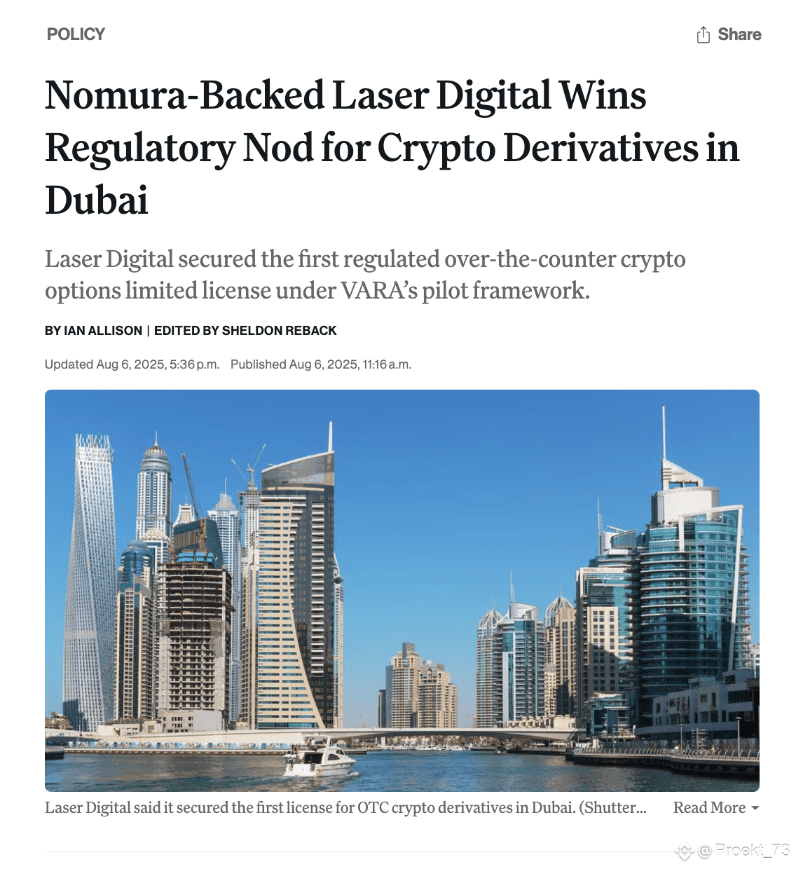 In Dubai this week, the first license for cryptocurrency | Proekt_73 on  Binance Square