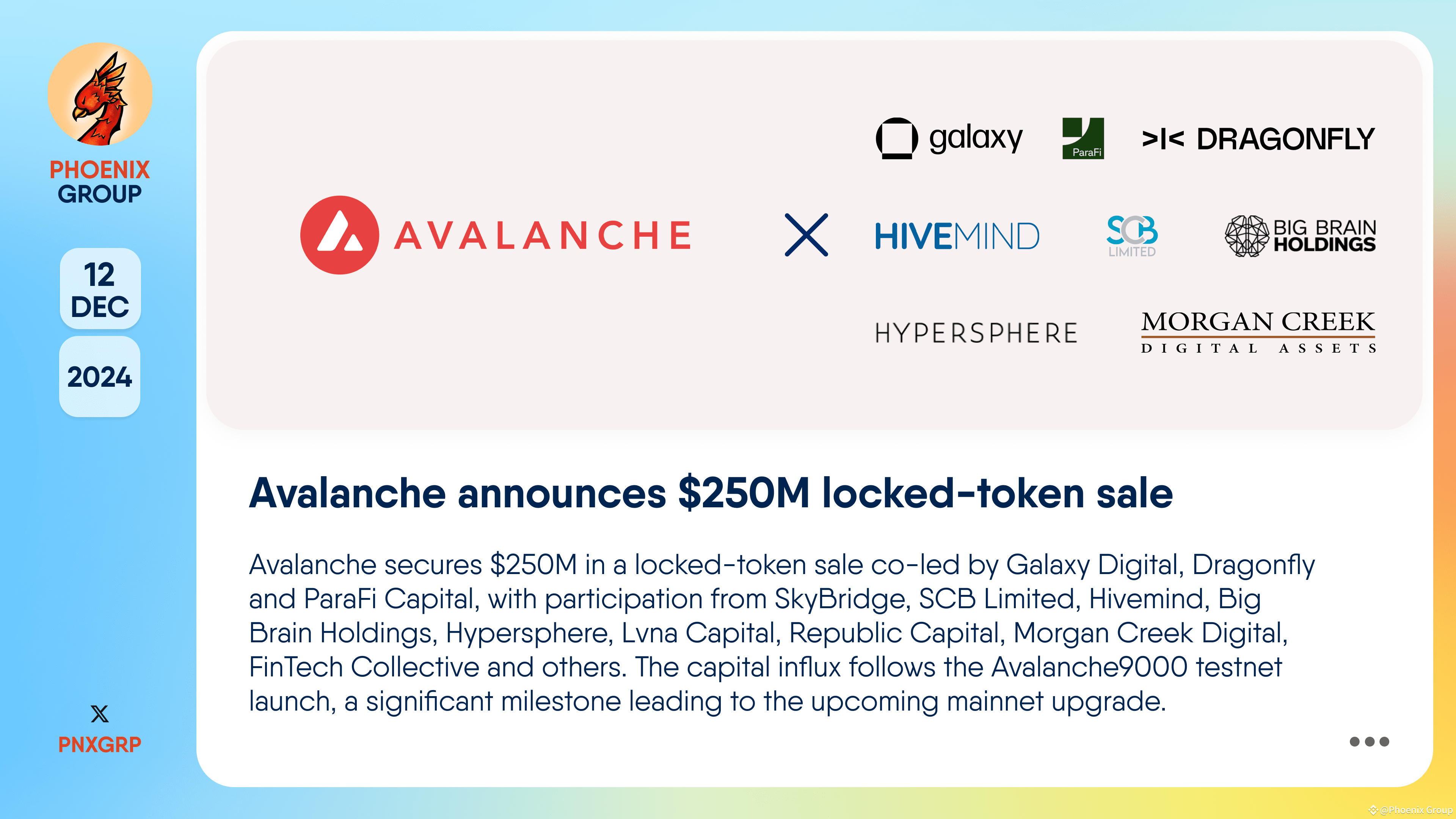 Avalanche announces $250M locked-token sale Avalanche | Phoenix Group on  Binance Square